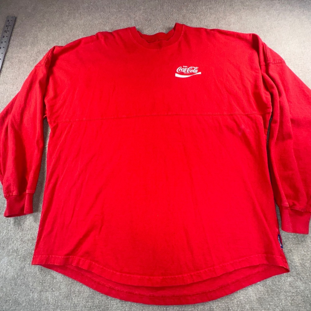 Coca-Cola Spirit‎ Jersey Red Long Sleeve Puff Print Logo Shirt Mens Large L